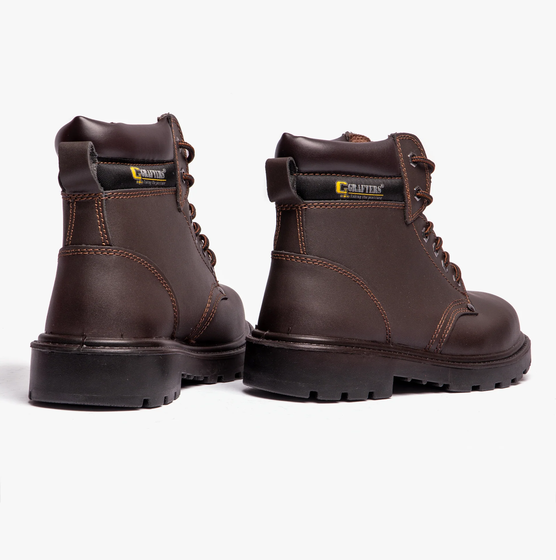 Grafters APPRENTICE Unisex Leather Safety Boots Brown - Image 3
