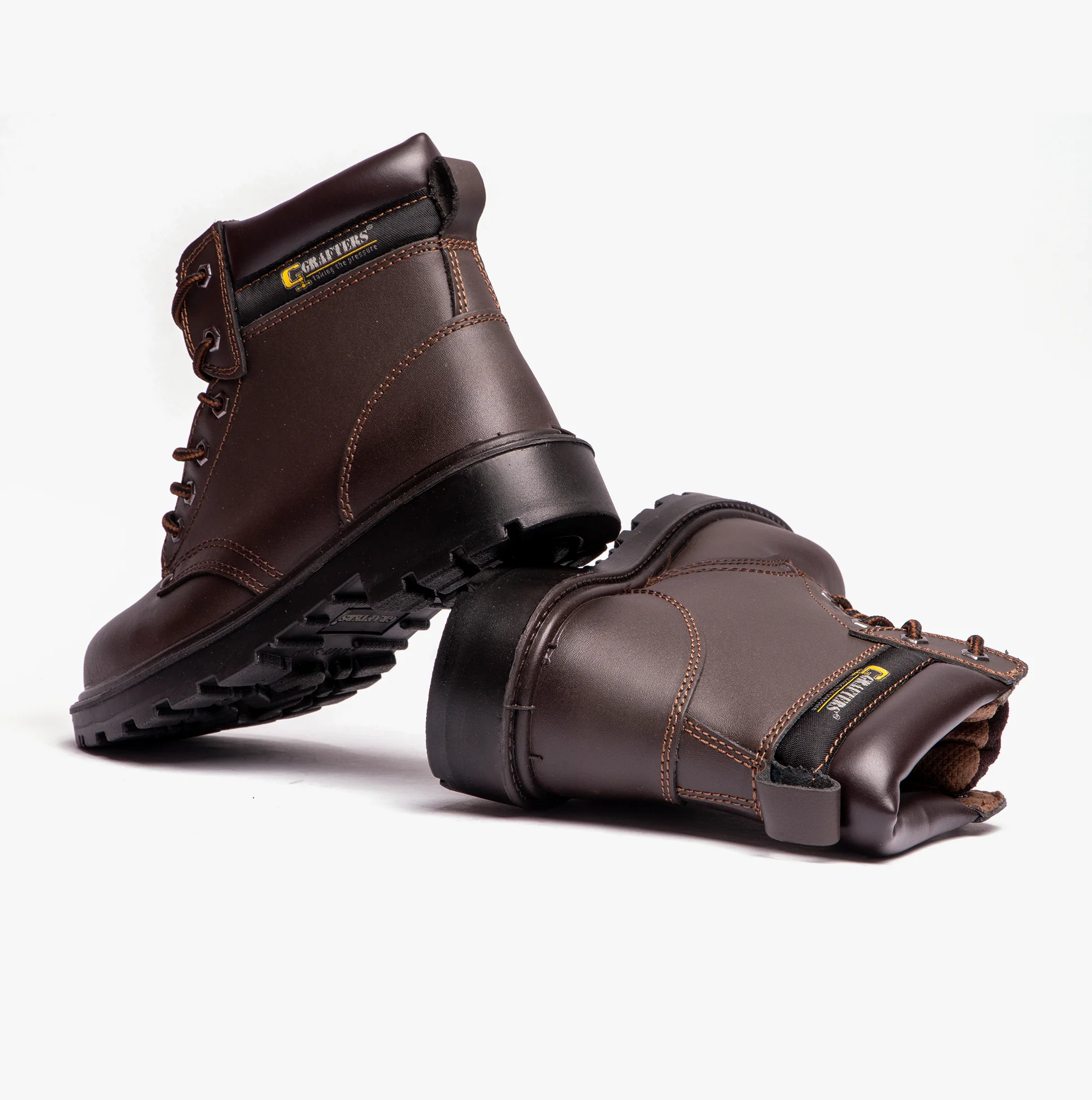 Grafters APPRENTICE Unisex Leather Safety Boots Brown - Image 5