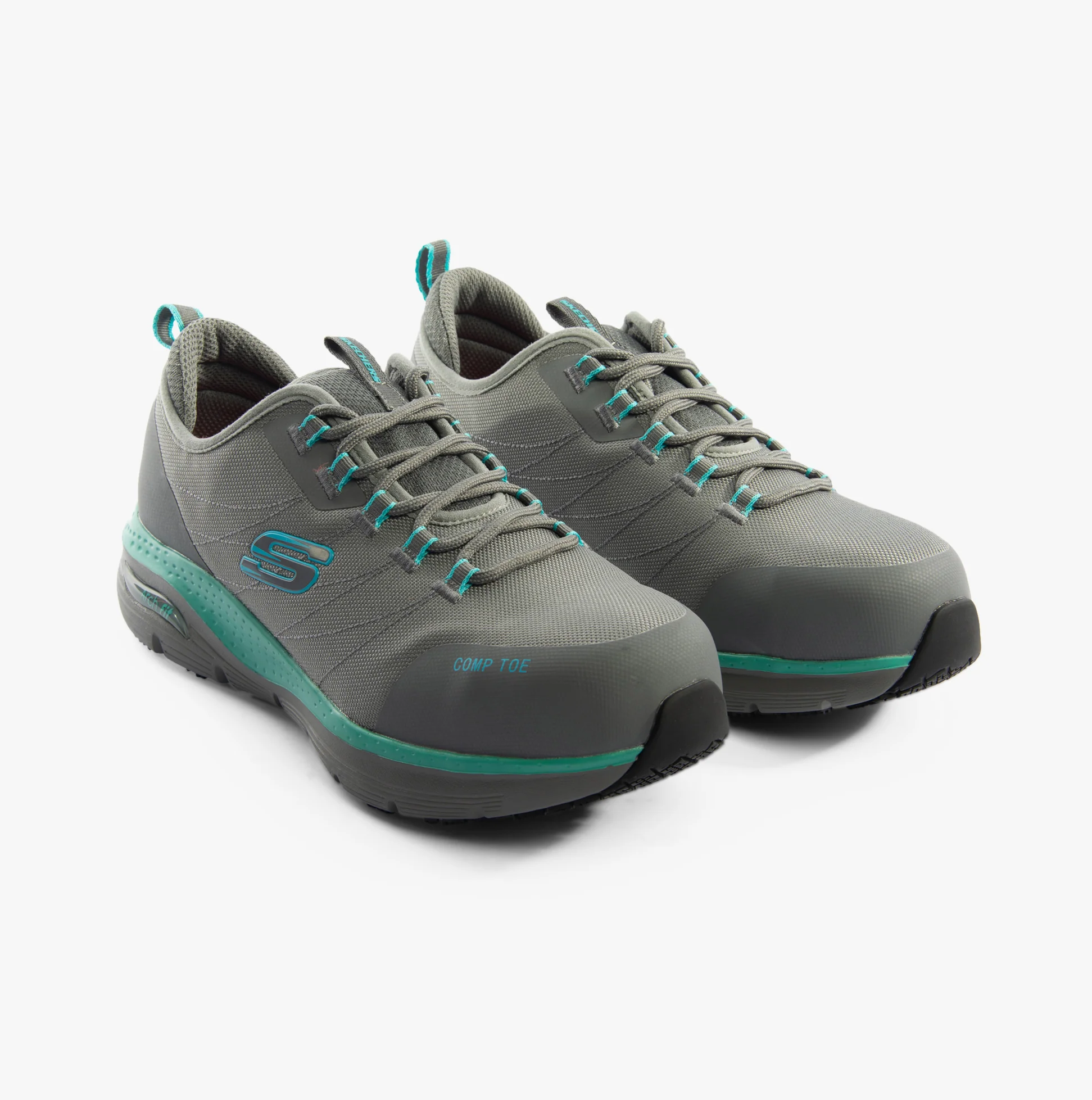 Skechers Work 108075EC ARCH FIT SR - EBINAL Womens Safety Trainers Grey/Aqua - Image 6