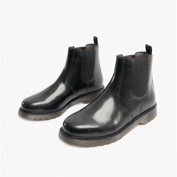 STB ELLIS Unisex Leather Air Cushioned Dealer Boots Polished Black - Image 3