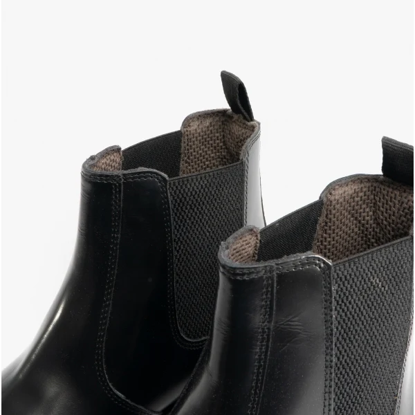 STB ELLIS Unisex Leather Air Cushioned Dealer Boots Polished Black - Image 6