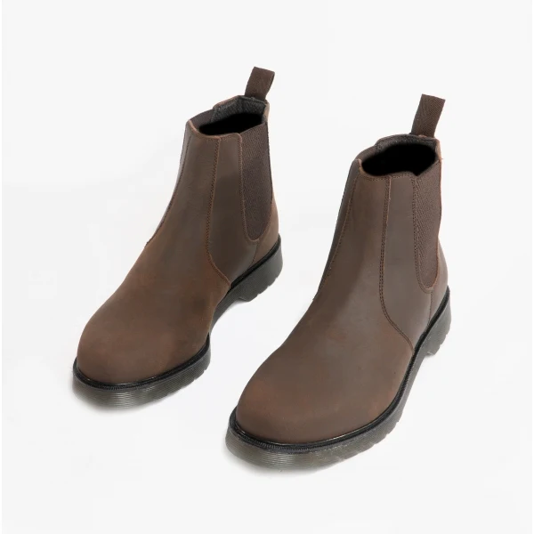 STB ELLIS Unisex Leather Air Cushioned Dealer Boots Waxy Brown - Image 3