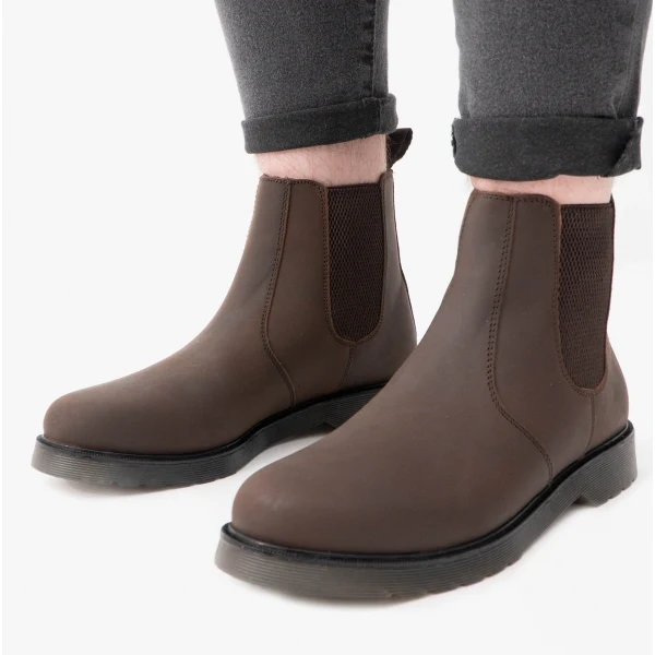 STB ELLIS Unisex Leather Air Cushioned Dealer Boots Waxy Brown - Image 9