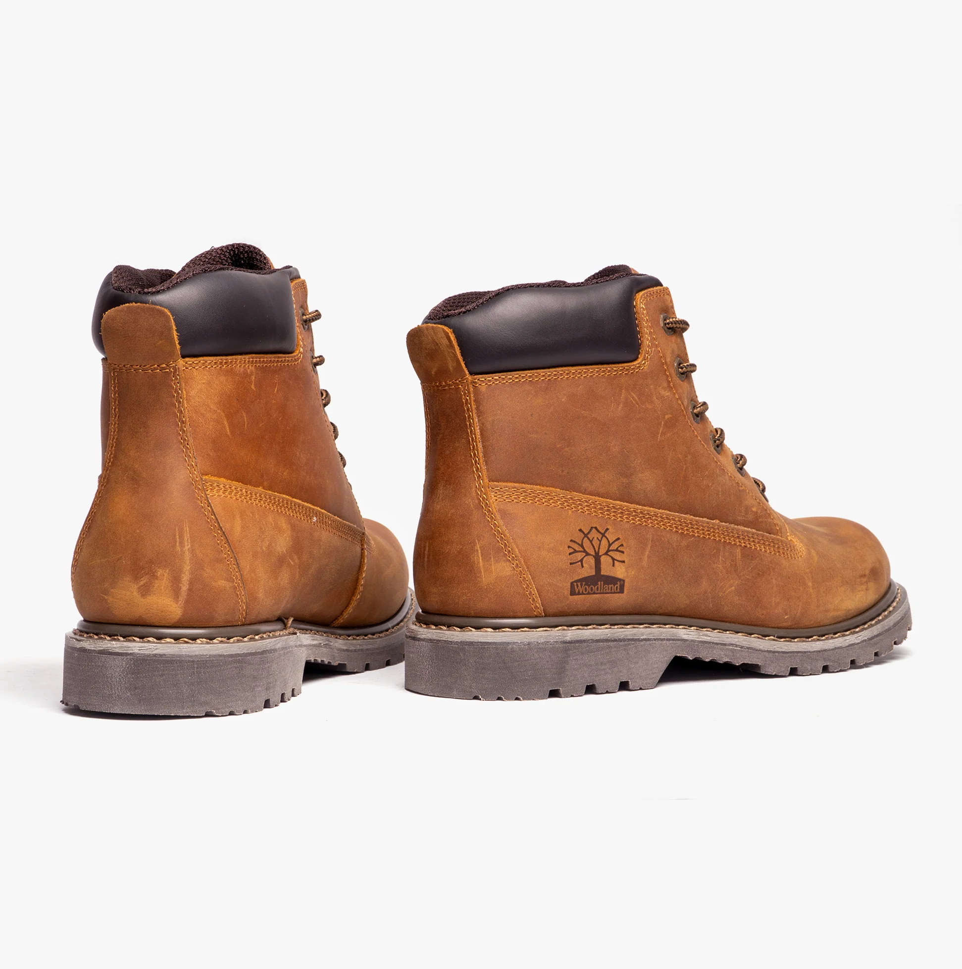 Woodland M030B Mens Horse Leather Boots Light Brown - Image 3