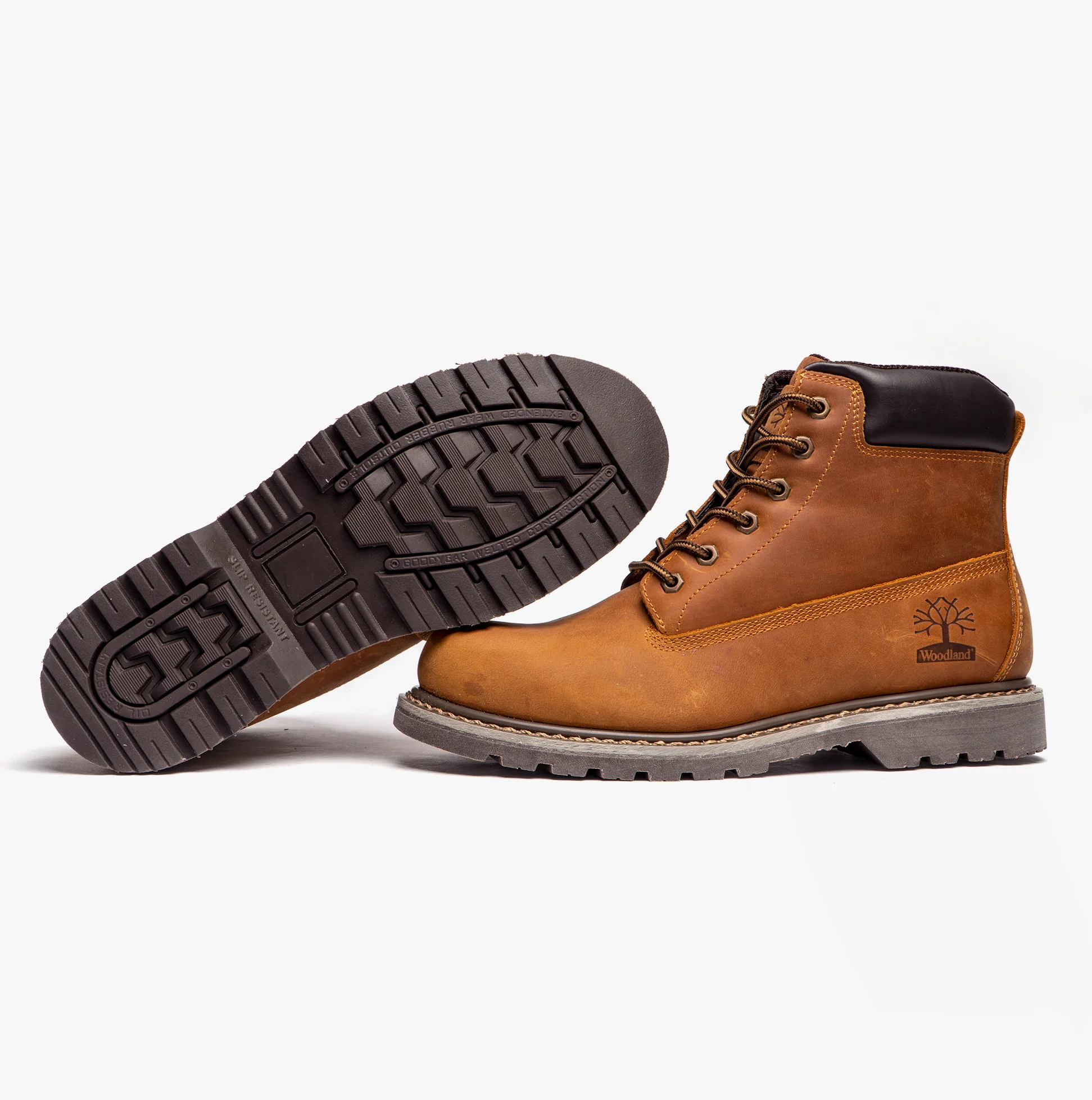 Woodland M030B Mens Horse Leather Boots Light Brown - Image 4