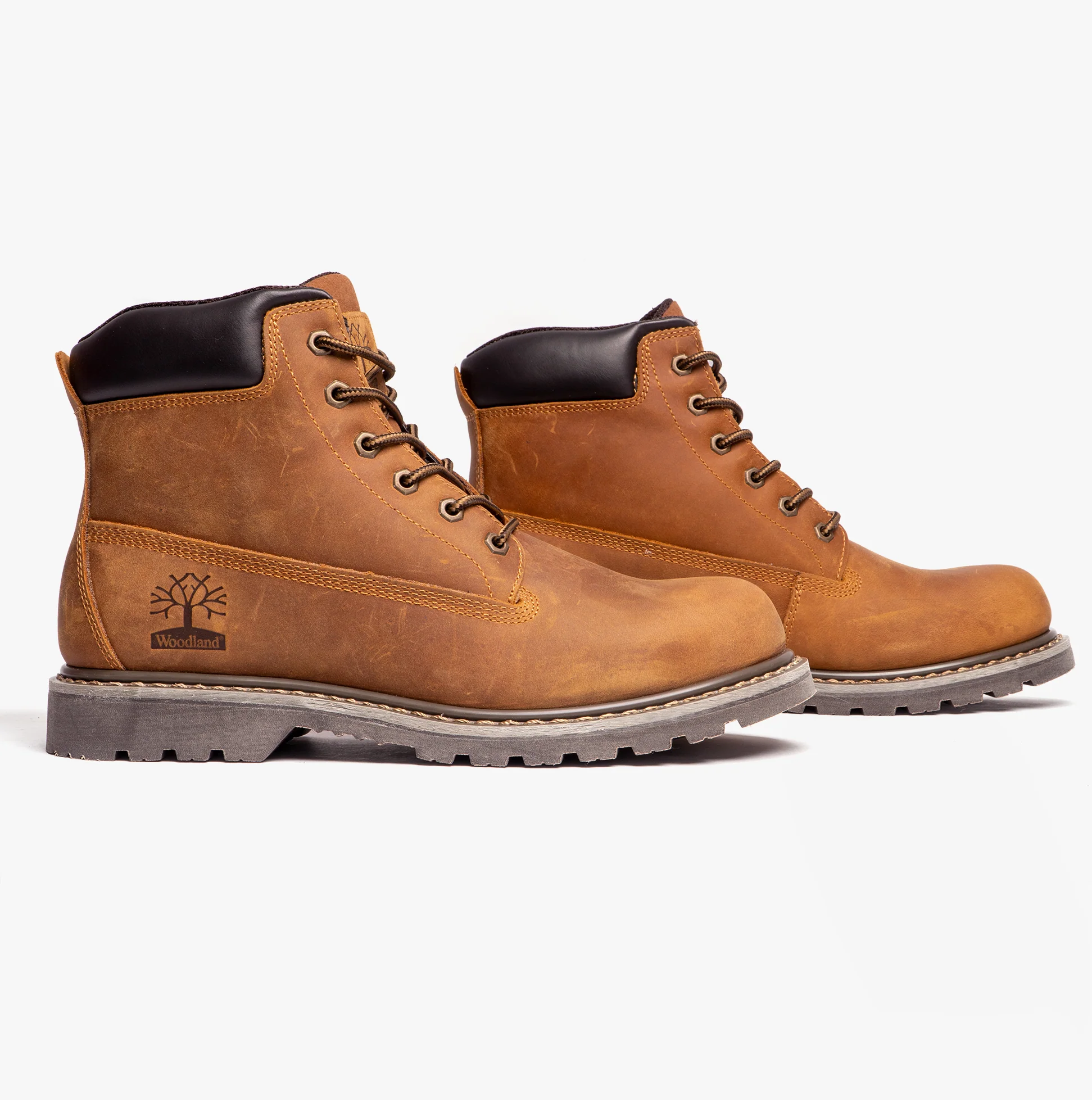 Woodland M030B Mens Horse Leather Boots Light Brown - Image 5