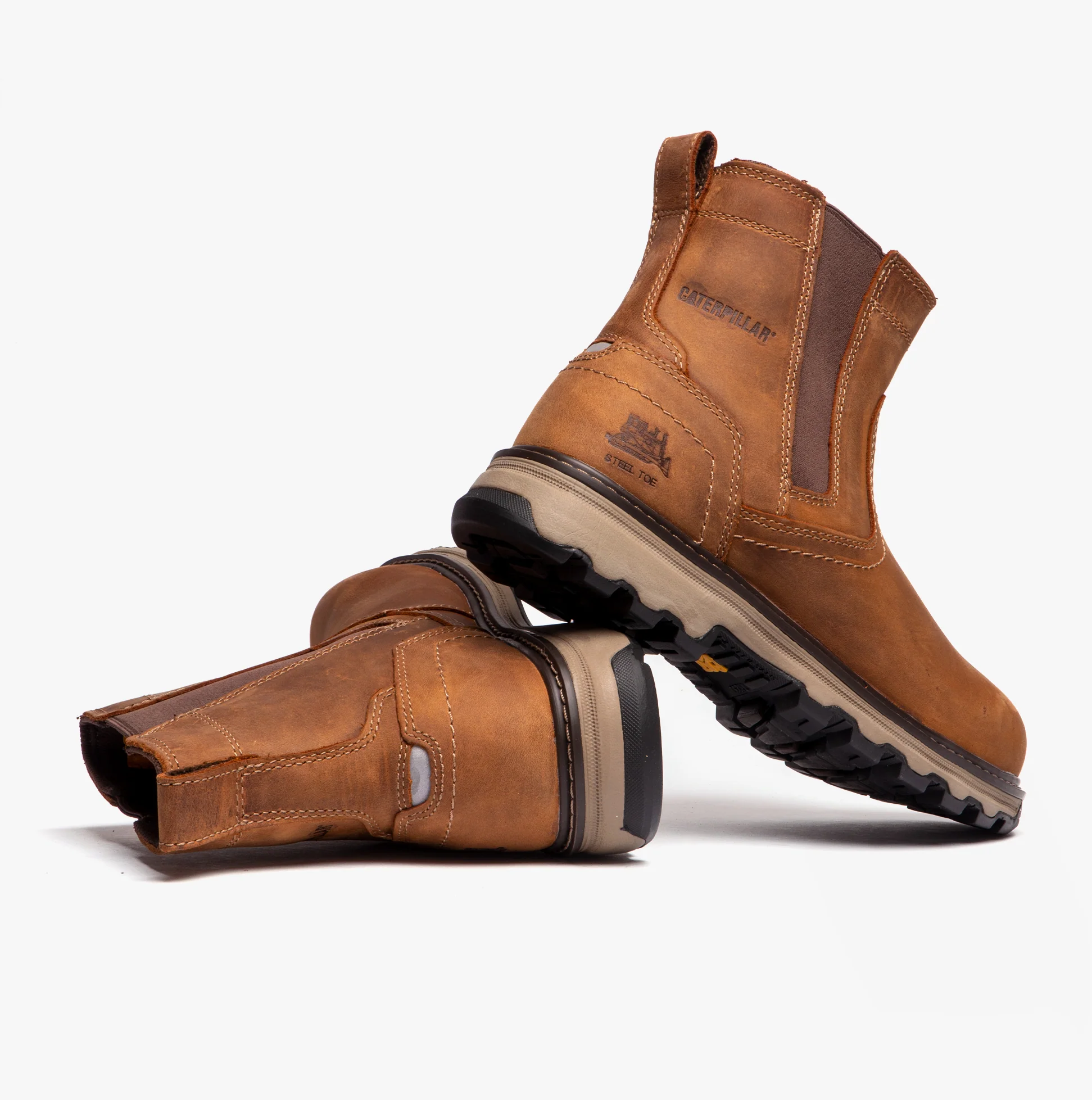 CAT PELTON Mens Dealer Safety Boots Beige - Image 4