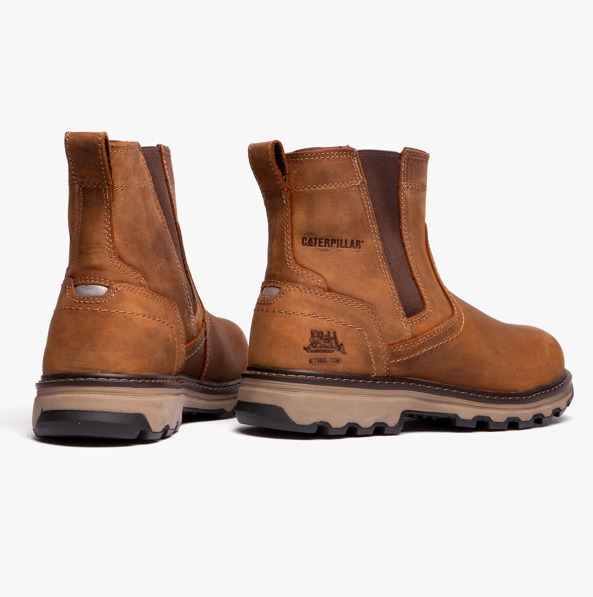 CAT PELTON Mens Dealer Safety Boots Beige - Image 7