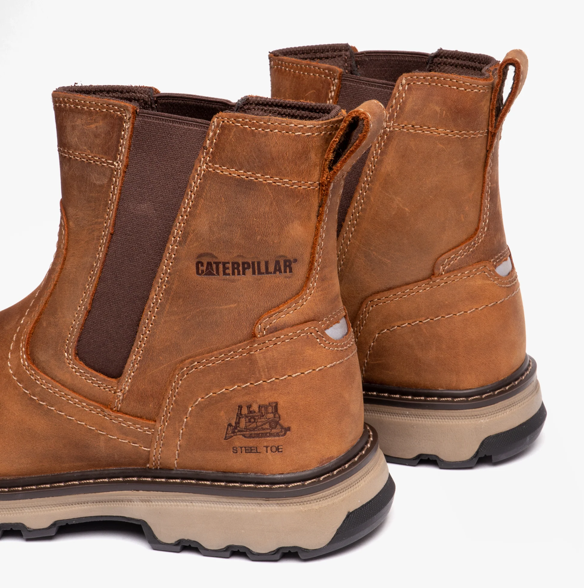 CAT PELTON Mens Dealer Safety Boots Beige - Image 8