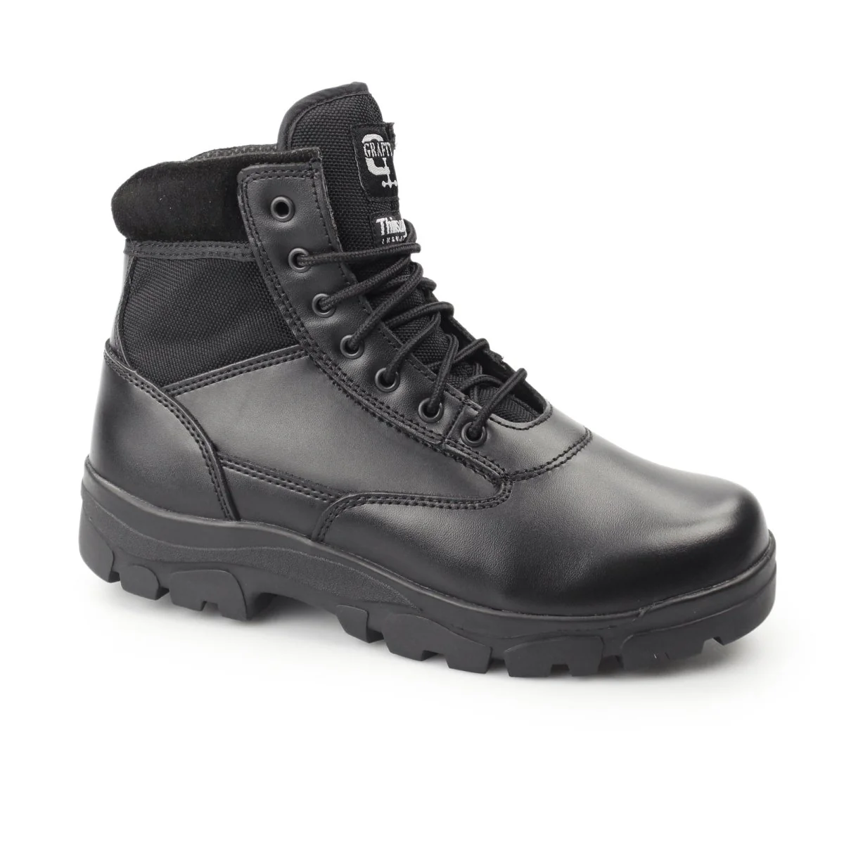 Grafters SHERMAN Unisex Leather Work Boots Black - Image 8