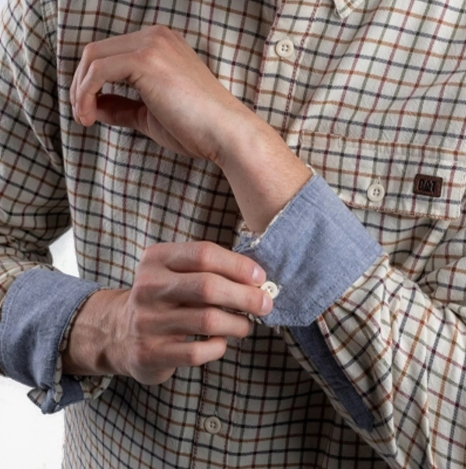 CAT TATTERSALL BUTTON DOWN Mens Cotton Shirt Multicoloured - Image 3