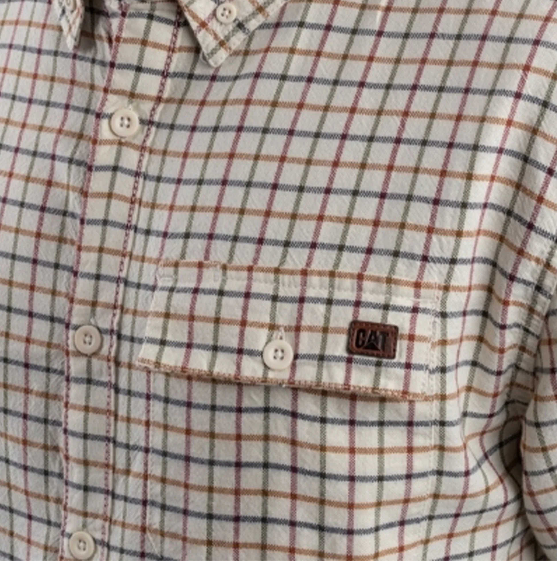 CAT TATTERSALL BUTTON DOWN Mens Cotton Shirt Multicoloured - Image 4