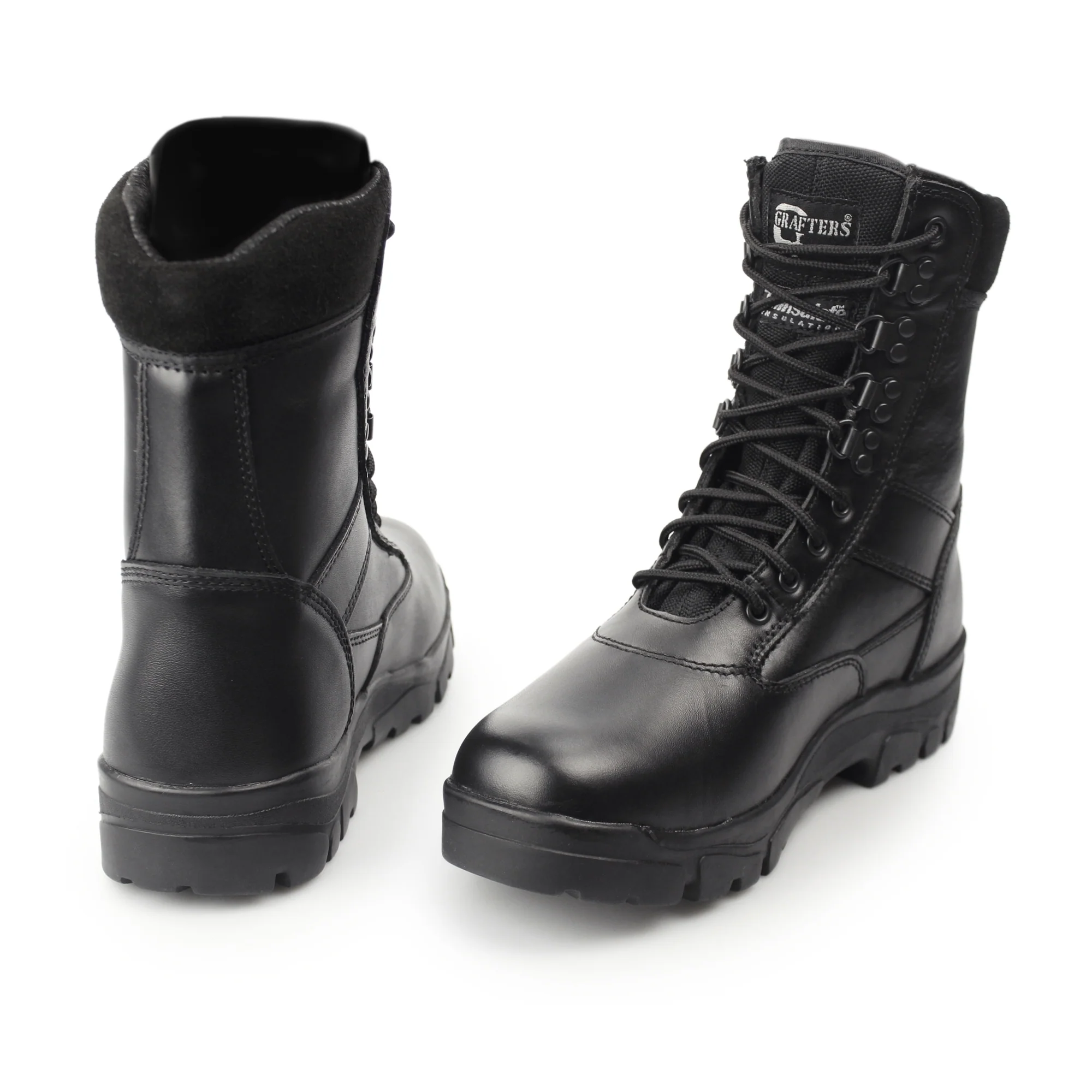 Grafters TOP GUN Unisex Leather Work Boots Black - Image 3