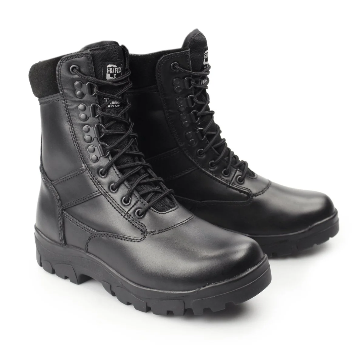 Grafters TOP GUN Unisex Leather Work Boots Black - Image 8