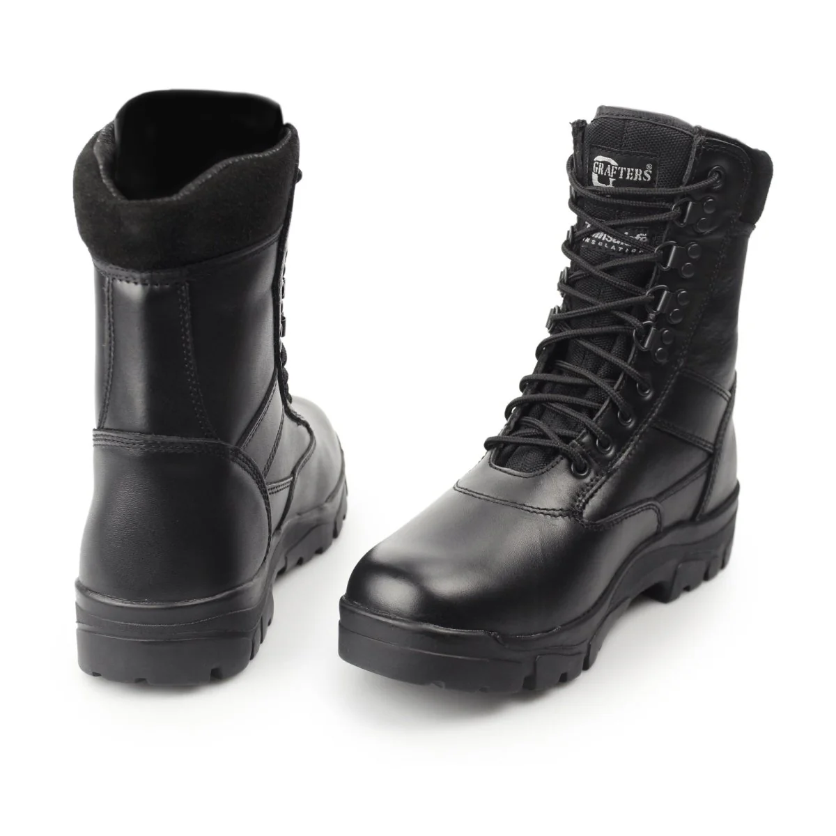 Grafters TOP GUN Unisex Leather Work Boots Black - Image 9