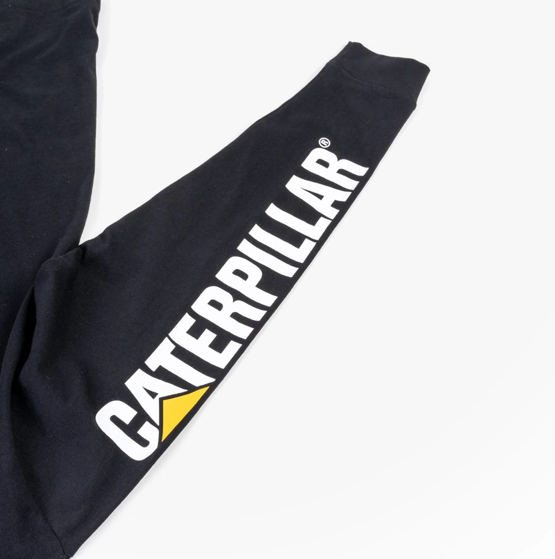 CAT TRADEMARK BANNER Mens Cotton Long Sleeve T-Shirt Black - Image 5