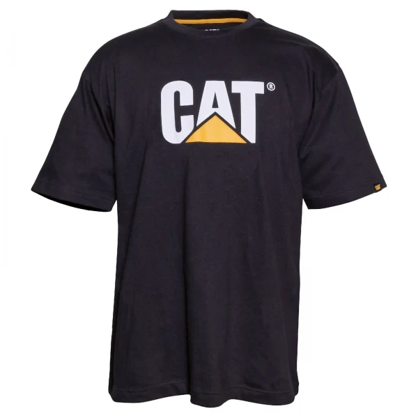 CAT TRADEMARK LOGO Mens Cotton T-Shirt Black - Image 5