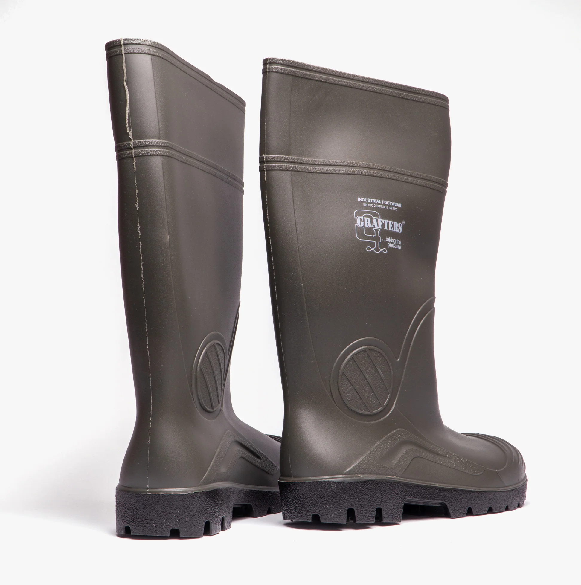 Grafters W408E Mens Wellington Safety Boots Green - Image 3