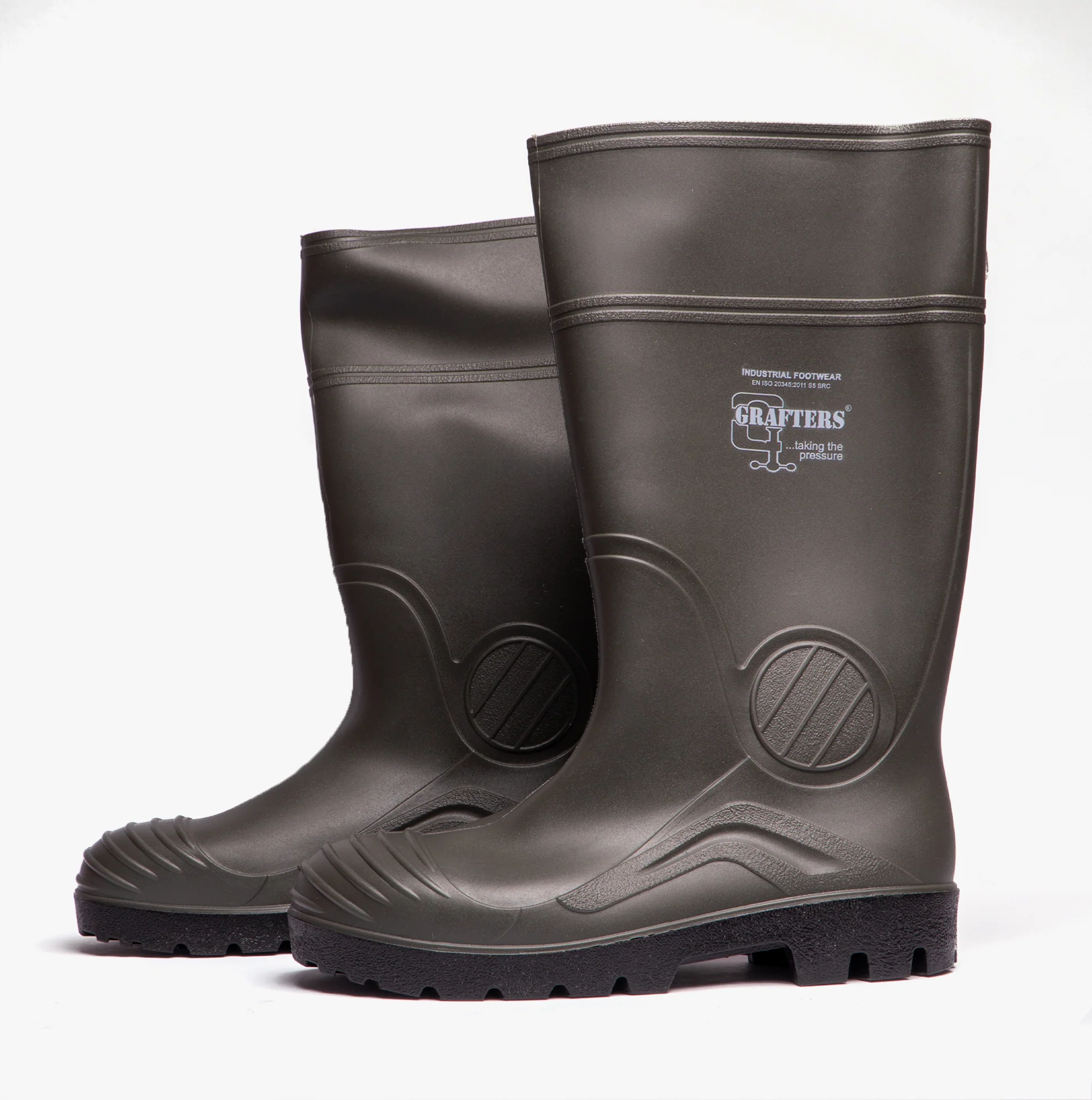 Grafters W408E Mens Wellington Safety Boots Green - Image 5